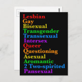 LGBTTIQA2P Pride Diversity Rainbow LGBTQ Acronym Briefkaart (Voorkant / Achterkant)