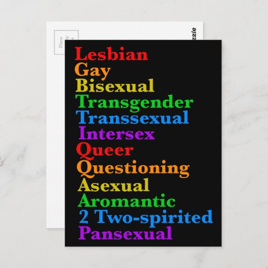 LGBTTIQA2P Pride Diversity Rainbow LGBTQ Acronym Briefkaart (Voorkant / Achterkant)
