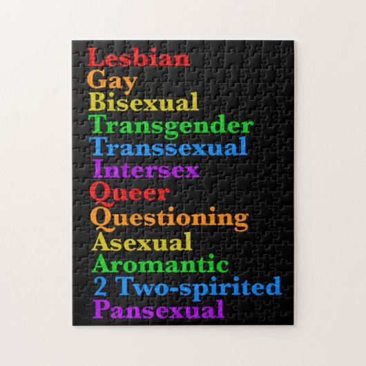 LGBTTIQA2P Pride Diversity Rainbow LGBTQ Acronym Legpuzzel (Verticaal)