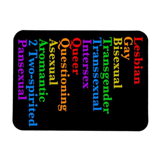 LGBTTIQA2P Pride Diversity Rainbow LGBTQ Acronym Magneet (Horizontaal)