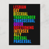 LGBTTQIAAP Pride Diversity Rainbow Acrostic Briefkaart (Voorkant)