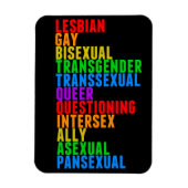 LGBTTQIAAP Rainbow Gay Pride Acrostieke Diversitei Magneet (Verticaal)