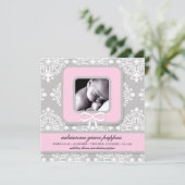 LGC | Aankondiging grijs en roze Damask Girl (Staand voorkant)