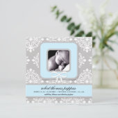 LGC | Aankondiging grijze en blauwe Damask Boy (Staand voorkant)