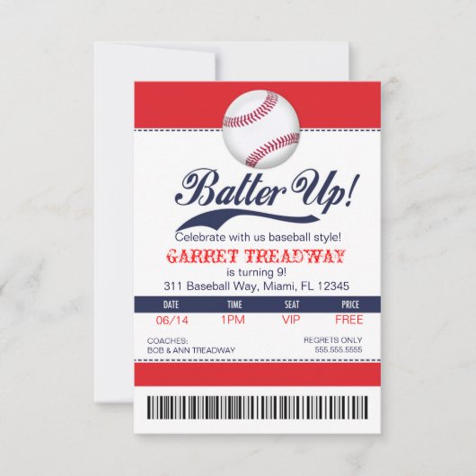 LGC Batter Up Baseball Ticket 2e versie Kaart (Voorkant)
