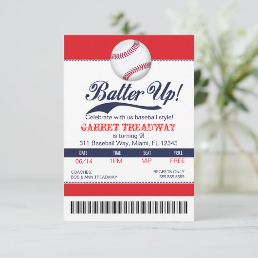 LGC Batter Up Baseball Ticket 2e versie Kaart (Staand voorkant)