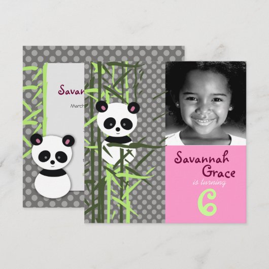 LGC | Panda Peek A Boo Pink uitnodiging (Voorkant / Achterkant)