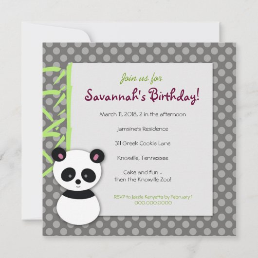 LGC | Panda Peek A Boo Pink uitnodiging (Achterkant)