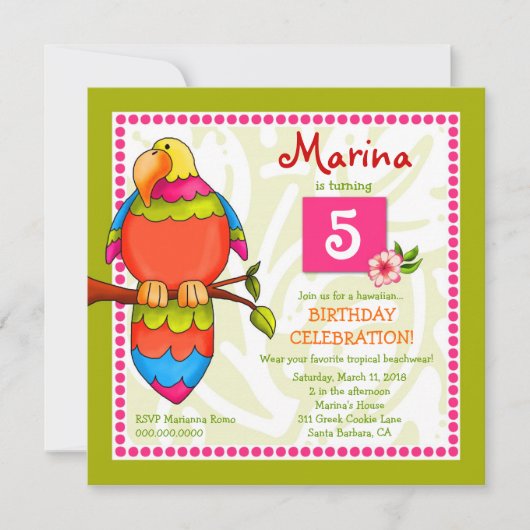 LGC | Uitnodiging voor tropische papegaaiachtigen (Voorkant)