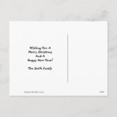 LGM in een kerstmuts en bomen vreugde aan de werel Feestdagenkaart (Achterkant)