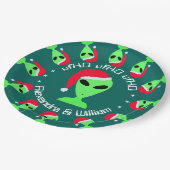 LGM in een kerstmuts gepersonaliseerd kerstfeest Papieren Bordje (Gekanteld)