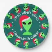 LGM in een kerstmuts gepersonaliseerd kerstfeest Papieren Bordje (Voorkant)