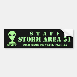 LGM-personeel Alien Humor Geek Storm Area 51 Event Bumpersticker