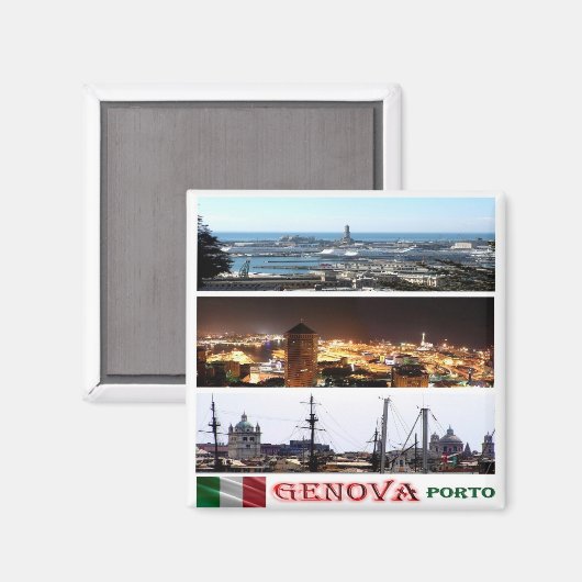 LGR146 GENOA Mozaïek, Haven, Italië, Koelkast Magneet (Voorkant / Achterkant)
