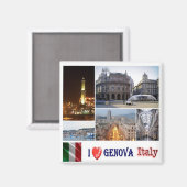 LGR147 GENUA I Love, Italië, Koelkast Magneet (Voorkant / Achterkant)