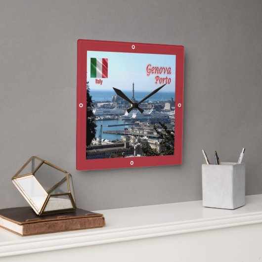 LGR150 GENOA PORT, Liguria, Italië; Vierkante Klok (Kantoor)