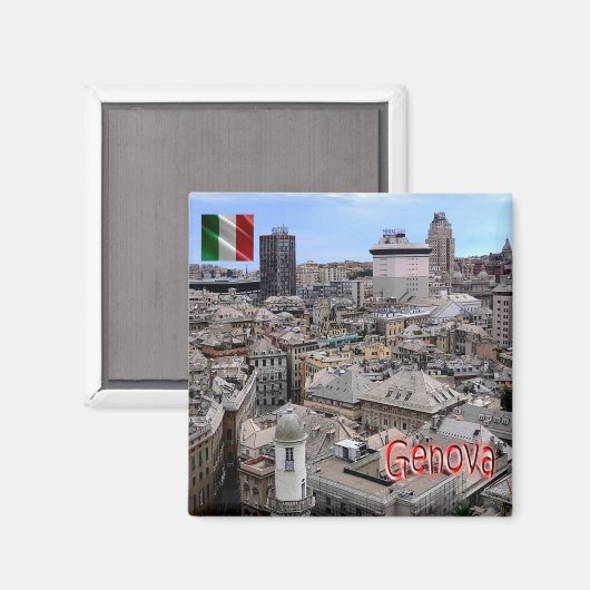 LGR151 GENUA Cityscape, Ligurië, Italië, Koelkast Magneet (Voorkant / Achterkant)