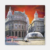 LGR158 GENOA, Uitzicht Piazza De Ferrari, Koelkast Magneet (Voorkant)