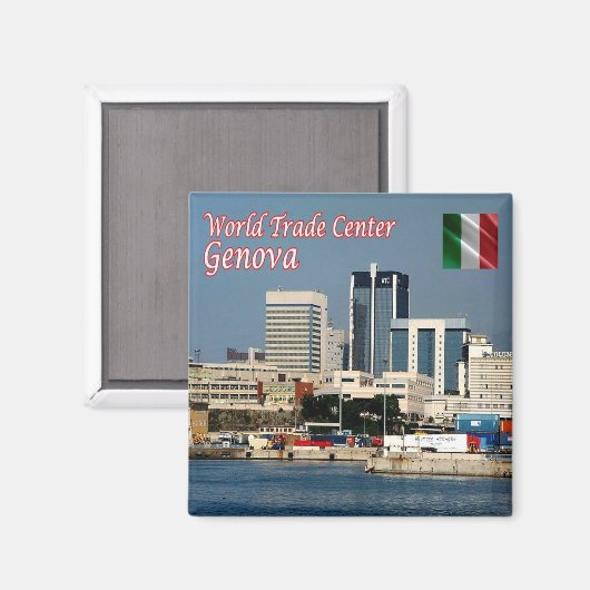 LGR159 GENUA, Wereldhandelscentrum, Koelkast Magneet (Voorkant / Achterkant)