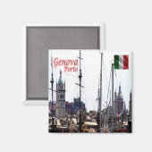 LGR162 GENUA, Haven, Ligurië, Italië, Koelkast Magneet (Voorkant / Achterkant)