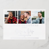 LGTB Gay Whimsical MR & MR Kerstbruiloft Foto Folie Feestdagenkaart (Voorkant)