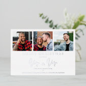 LGTB Gay Whimsical MR & MR Kerstbruiloft Foto Folie Feestdagenkaart (Staand Voorkant)