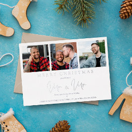 LGTB Gay Whimsical MR & MR Kerstbruiloft Foto Folie Feestdagenkaart