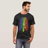 LGTB Halloween Gay Flag Ribcage Skelet Pride Awa T-shirt (Voorkant volledig)