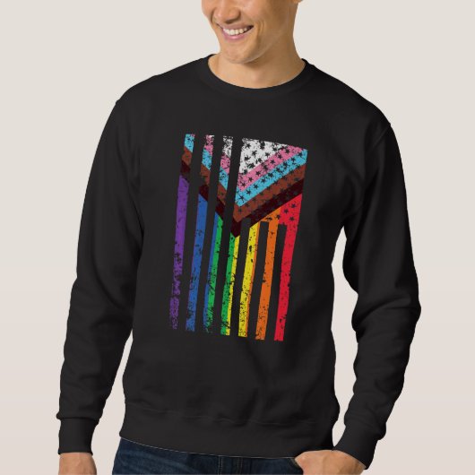 LGTBIAQ+ Pride US Flag Pride Maand Trui (Voorkant)