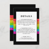 LGTBQ regenboog zwart chique moderne bruiloft glit Informatiekaartje (Voorkant / Achterkant)