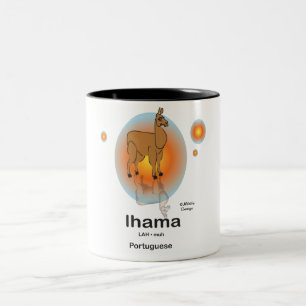 Lhama, in de Portugese taal Tweekleurige Koffiemok
