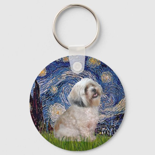 Lhasa Apso 10 - Sterrennacht Sleutelhanger (Voorkant)