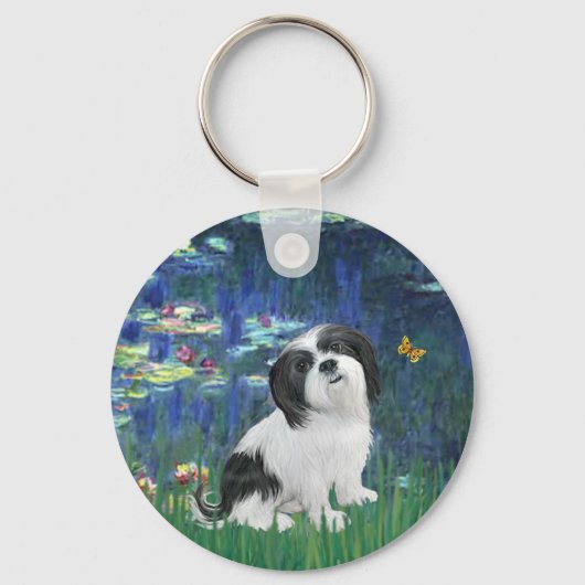 Lhasa Apso 2 - Lilies 5 Sleutelhanger (Voorkant)