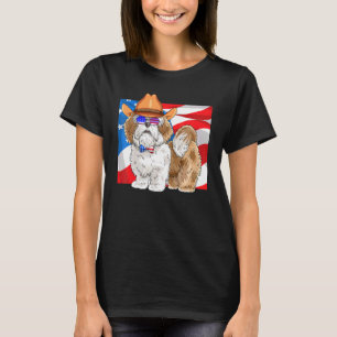 Lhasa Apso 4 juli Patriottische Amerikaanse vlag T-shirt