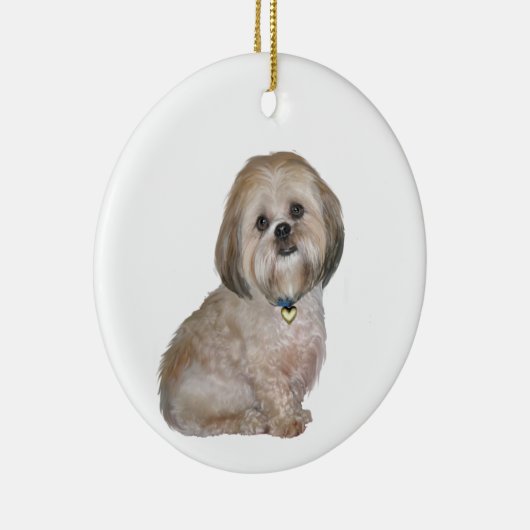 Lhasa Apso (A) - gouden / crème Keramisch Ornament (Rechts)