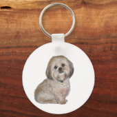Lhasa Apso (A) - gouden / crème Sleutelhanger (Voorkant)