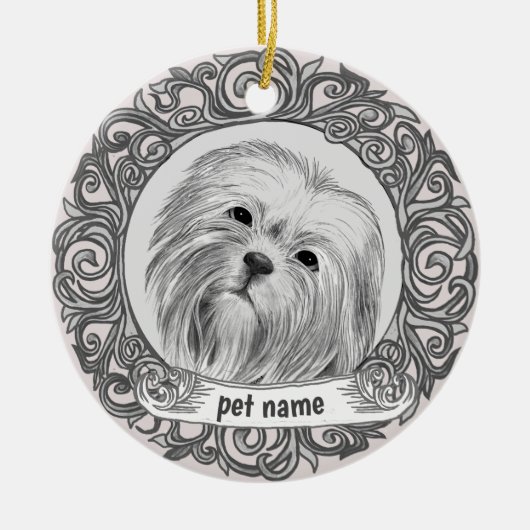 Lhasa Apso Aandenken sieraad Keramisch Ornament (Voorkant)