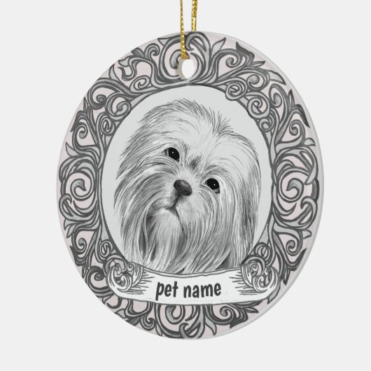 Lhasa Apso Aandenken sieraad Keramisch Ornament (Links)