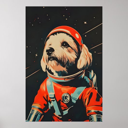 Lhasa Apso Astronaut Poster, Lhasa Apso Retro Poster (Voorkant)