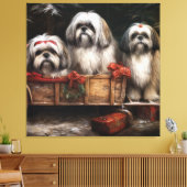 Lhasa Apso Besneeuwde slee Kerstmis decoratie (Insitu (Woonkamer))