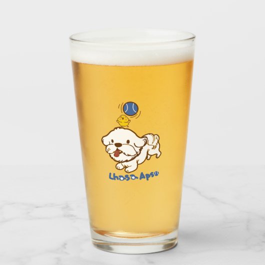 Lhasa apso bubu en kleine kip guagua glas (Voorkant gevuld)