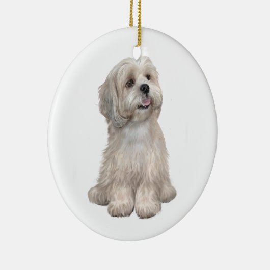 Lhasa Apso (C) - Licht goud Keramisch Ornament (Rechts)