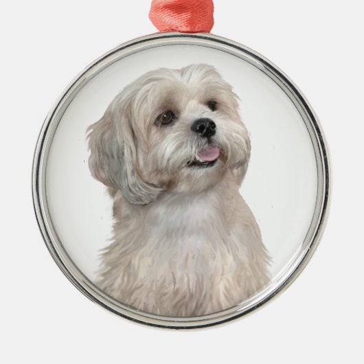 Lhasa Apso (C) - Licht goud Metalen Ornament (Voorkant)