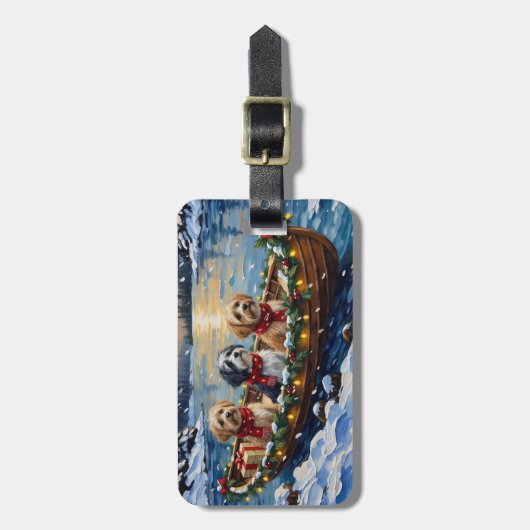 Lhasa Apso Christmas Boat Holiday Bagagelabel (Voorkant verticaal)