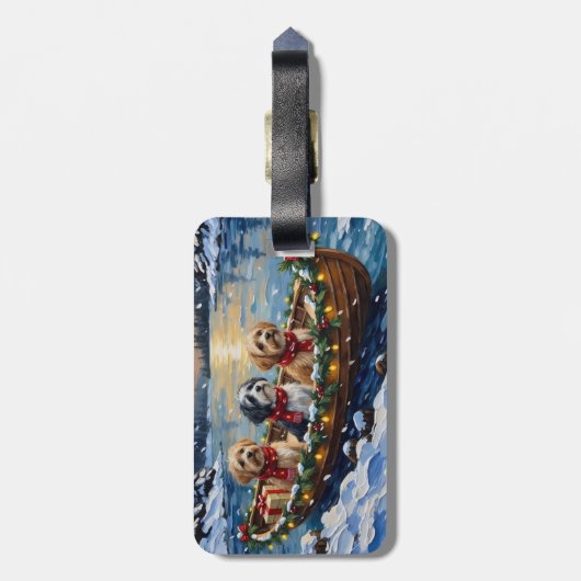 Lhasa Apso Christmas Boat Holiday Bagagelabel (Achterkant verticaal)