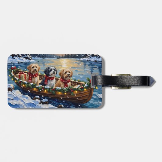 Lhasa Apso Christmas Boat Holiday Bagagelabel (Achterkant horizontaal)