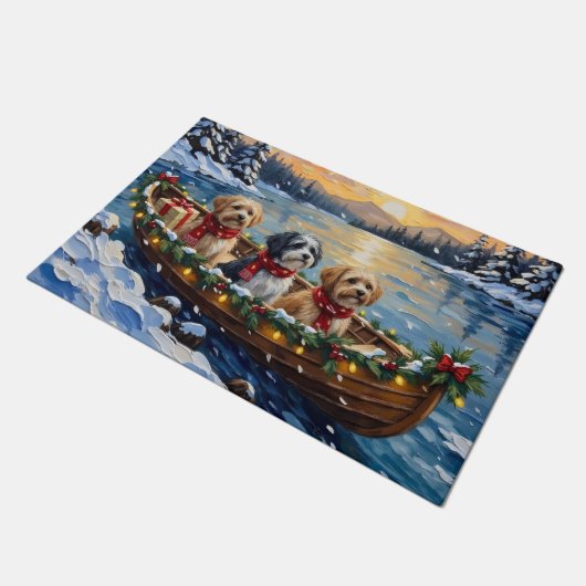 Lhasa Apso Christmas Boat Holiday Deurmat (Schuin)