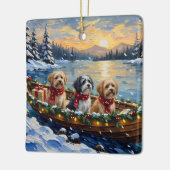 Lhasa Apso Christmas Boat Holiday Keramisch Ornament (Links)
