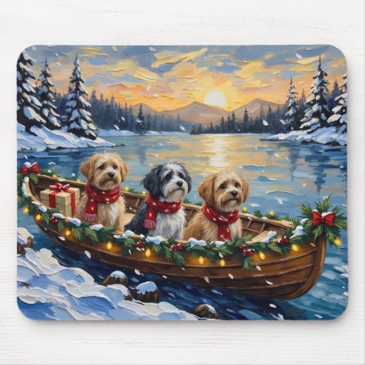 Lhasa Apso Christmas Boat Holiday Muismat (Voorkant)
