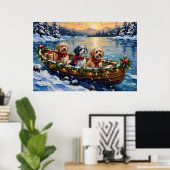 Lhasa Apso Christmas Boat Holiday Poster (Thuiskantoor)